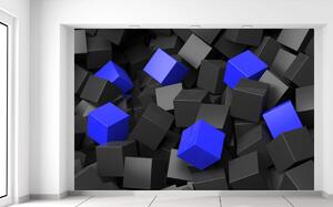 Gario Fototapeta Čierno - modré kocky 3D Materiál: Latexová, Veľkosť: 200 x 135 cm