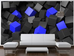 Gario Fototapeta Čierno - modré kocky 3D Materiál: Latexová, Veľkosť: 268 x 240 cm
