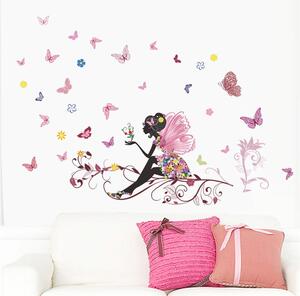 Veselá Stena Samolepka na stenu Víla s motýlikmi