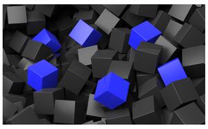Gario Fototapeta Čierno - modré kocky 3D Veľkosť: 110 x 200 cm, Materiál: Latexová