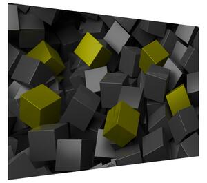 Gario Fototapeta Čierno - zelené kocky 3D Veľkosť: 150 x 200 cm, Materiál: Latexová