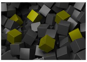 Gario Fototapeta Čierno - zelené kocky 3D Veľkosť: 268 x 240 cm, Materiál: Latexová