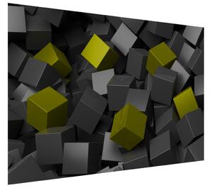 Gario Fototapeta Čierno - zelené kocky 3D Veľkosť: 150 x 200 cm, Materiál: Latexová