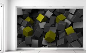 Fototapeta Čierno - zelené kocky Materiál: Samolepiaca, Veľkosť: 402 x 240 cm