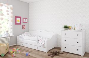 BabyBeds Detská posteľ ZUZANA 200x90 srdiečka Farebné prevedenie: Biela, Úložný priestor k posteli: Nie, bez úložného priestoru