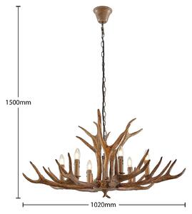 Lindby Tejask závesná lampa, parožie 6-pl., 102 cm