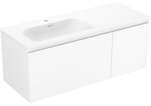 Mexen Orio, kúpeľňová skrinka 120 cm s umývadlom Vela vľavo, 1S, 1D, biela matná, 91A13-12047-3-BBFF01-W23L01