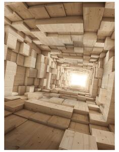 Gario Fototapeta Drevený 3D tunel Veľkosť: 150 x 200 cm, Materiál: Vliesová