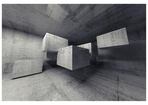 Gario Fototapeta Sivé lietajúce kamenné kocky 3D Veľkosť: 268 x 100 cm, Materiál: Latexová