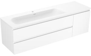 Mexen Orio, kúpeľňová skrinka 160 cm s umývadlom Vela vľavo, 2S, 1D, biela matná, 91A13-16047-3-BBFFFF01-W23L01