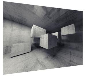Gario Fototapeta Sivé lietajúce kamenné kocky 3D Veľkosť: 268 x 240 cm, Materiál: Latexová