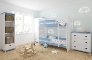 BabyBeds Detská poschodová posteľ STARS II 180x80 hviezdičky Farebné prevedenie: Orech, Úložný priestor k posteli: Áno, s úložným priestorom