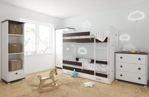 BabyBeds Detská poschodová posteľ STARS II 180x80 hviezdičky Farebné prevedenie: Biela, Úložný priestor k posteli: Áno, s úložným priestorom