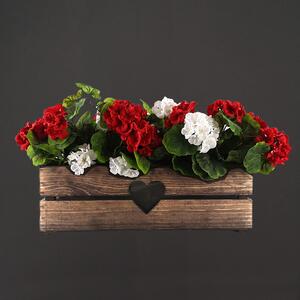AMADEA Drevený kvetináč so srdiečkom tmavý, vo vnútri s čiernou fóliou, 52x21,5x17cm, český výrobok