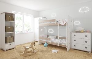 BabyBeds Detská poschodová posteľ STARS II 180x80 hviezdičky Farebné prevedenie: Dub, Úložný priestor k posteli: Nie, bez úložného priestoru