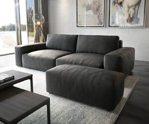 DELIFE Veľká pohovka Lanzo XL 270x130 cm imitácia kože vintage antracitová s taburetom