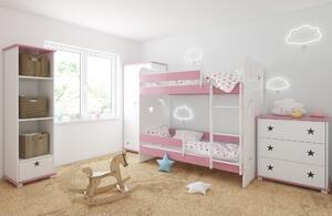 BabyBeds Detská poschodová posteľ STARS II 180x80 hviezdičky Farebné prevedenie: Růžová, Úložný priestor k posteli: Nie, bez úložného priestoru