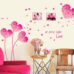 Veselá Stena Samolepka na stenu Kvety lásky ružové