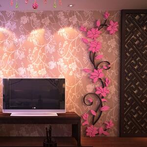 Veselá Stena Samolepka na stenu Svetlo ružové 3D Kvietky Veľkosť: XL-150 x 45 cm
