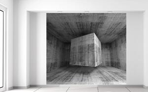 Gario Fototapeta Lietajúca betónová kocka 3D Veľkosť: 536 x 240 cm, Materiál: Latexová