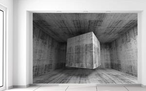 Gario Fototapeta Lietajúca betónová kocka 3D Veľkosť: 536 x 240 cm, Materiál: Latexová