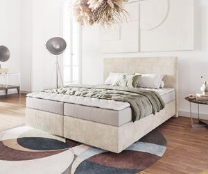 DELIFE Boxspring posteľ Dream-Well 160x200 cm manšester béžová s matracom a topperom