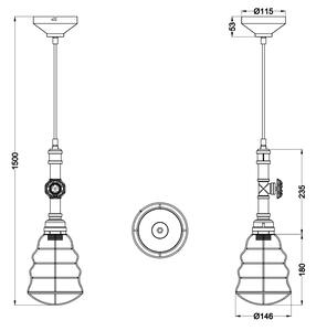 TRIO Závesné industriálné svietidlo EDISON z trubiek