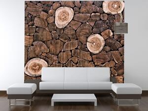 Gario Fototapeta Drevená mozaika Veľkosť: 268 x 100 cm, Materiál: Latexová