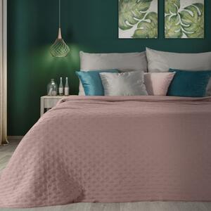 EUROFIRANY Jednofarebný prehoz na posteľ vyrobený technológiou horúceho lisovania 170 cm x 210 cm púdrovo ružová 100 % polyester