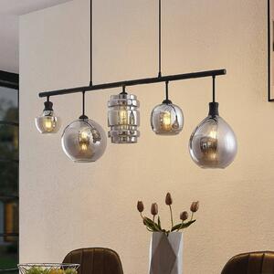 Lindby Mateno sklená závesná lampa, 5-pl. sivá