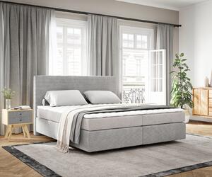 DELIFE Boxspring posteľ Dream-Well 180×200 cm manšester strieborno sivá s matracom a topperom