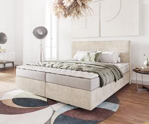 DELIFE Boxspring posteľ Dream-Well 180×200 cm manšester béžová s matracom a topperom