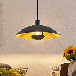 Závesná lampa Lindby Narisara, Ø 40 cm, čierno-zlatá, Čierna, Obývacia izba / jedáleň, kov, Moderný, Závesné svietidlo