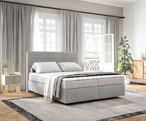DELIFE Boxspring posteľ Dream-Well 160×200 cm manšester strieborno sivá s matracom a topperom