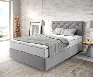 DELIFE Boxspring posteľ Dream-Great 120x200 cm mikrovlákno sivá s vreckovou pružinovou matracou a visco topperom