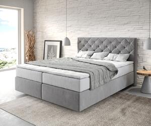 DELIFE Boxspring posteľ Dream-Great 160x200 cm mikrovlákno sivá s vreckovou pružinovou matracou a visco topperom
