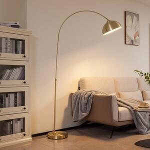 Oblúková lampa Lindby Lennart, mosadz, výškovo nastaviteľná, E27
