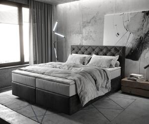 DELIFE Boxspring posteľ Dream-Great 160×200 cm mikrovlákno antracitová vintage s vreckovou pružinovou matracou a visco topperom