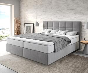 DELIFE Boxspring posteľ Dream-Fine 180×200 cm mikrovlákno sivá s vreckovou pružinovou matracou a visco topperom