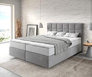 DELIFE Boxspring posteľ Dream-Fine 160x200 cm mikrovlákno sivá s vreckovou pružinovou matracou a visco topperom