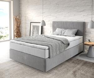 DELIFE Boxspring posteľ Dream-Well 120x200 cm mikrovlákno sivá s vreckovou pružinovou matracou a visco topperom