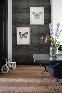 Čierna vliesová tapeta tehla, tehlová múr 139138, Black & White, Esta