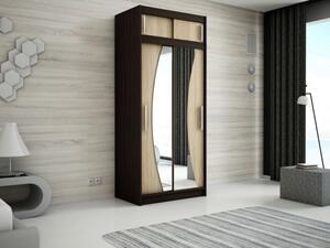 Moderná skriňa so zrkadlami a posuvnými dverami Agata 120 vo farbe wenge-biela