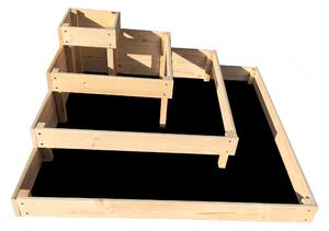 ČistéDrevo Rohový 4-poschodový drevený záhon 120 x 120 x 40 cm