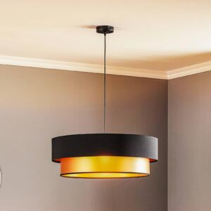 Závesná lampa Dorina, čierna/zlatá Ø 60 cm, Čierna, Obývacia izba / jedáleň, Plast, Moderný, Závesné svietidlo