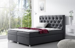 Čalúnená posteľ s úložným priestorom Vivien čierna eko koža 200 x 200 + topper zdarma