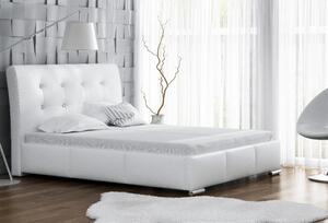 Elegantná posteľ Donna s úložným priestorom biela eko koža 160 x 200