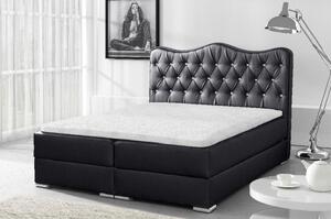 Luxusná kontinentálná posteľ Sultán čierna eko koža 120 + topper zdarma