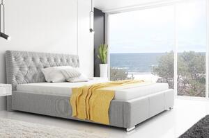 Dizajnová posteľ Adelaide s vysokým čelom a úložným priestorom svetlo šedá 200 x 200