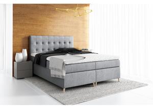 Elegantní čalouněná postel Komala s úložným prostorem tmavě šedá 180 x 200 + topper zdarma